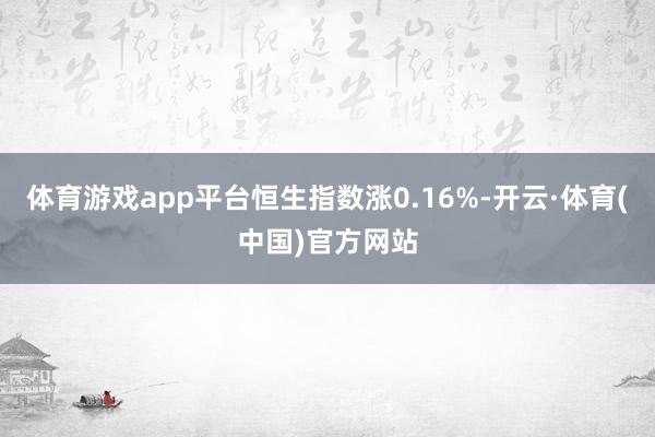 体育游戏app平台恒生指数涨0.16%-开云·体育(中国)官方网站